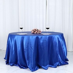 Balsa Circle Royal Blue Satin Round Tablecloth 132 132″ (Round),