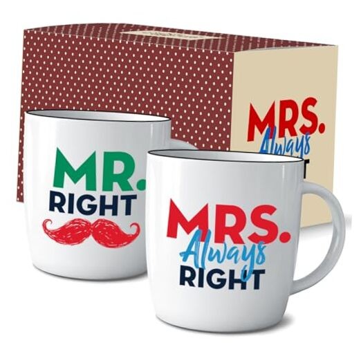 Mr Right Mrs Always Right Coffee Mugs Gifts Ideas for Couples, Colorful