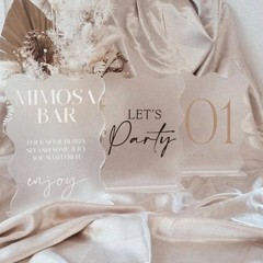 10-Pack 5×7″ Frosted Acrylic Wave Sign with Stand DIY Wedding Table Numbers