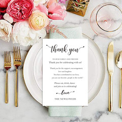 Wedding Thank You Place Setting Cards, 50 Pieces, 4 X 6 In, Table Centerpieces a
