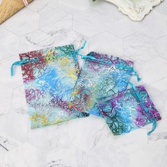 10Pcs Coralline Organza Gift Bags Party Wedding Favor Bags Jewelry Pouches