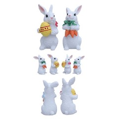 Resin Easter Rabbit Figurines White Pair 2.5 3 6.5cm Festive Home Decor