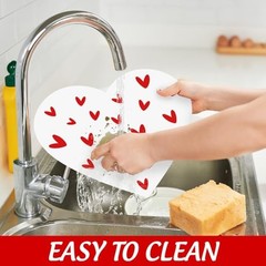 6 Pcs Valentine’s Day Heart Plastic Placemats Red White Love Heart Shape Table
