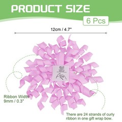 6 Pcs 4 Inch Grosgrain Curly Bows for Gift Wrapping Self-Adhesive Light Purple