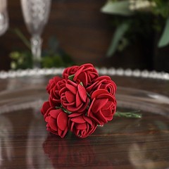 48 BURGUNDY Mini Roses 4″ Foam ARTIFICIAL FLOWERS Stems Party Wedding DIY