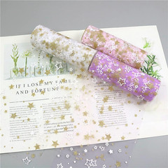 Gold Star Glitter Tulle Rolls 6 Inch X 10 Yards (30 Feet) White Color for Table