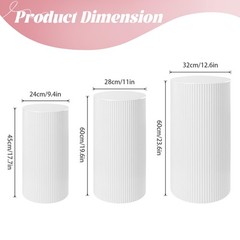 3Pcs Cylinder Pedestal Stands Metal Fluted Dessert Display Pillars for Wedding