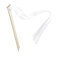 20Pcs Wedding Party Ribbon Streamers Sticks for Party Celebration White