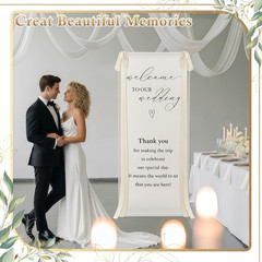 Elegant Wedding Welcome Sign Stand with Adjustable Easel and Satin Ribbon