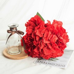Red 5 Silk Hydrangea Bushes Wedding Flowers Bouquets Party Centerpieces SALE