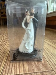 STUDIO HIS AND HERS WEDDING CAKE TOPPER BLACK AND WHITE 7″ TALL