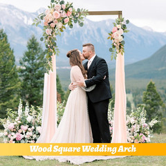 7Ft Square Wedding Arch Backdrop Stand, Wooden Wedding Arch Garden Arbor, Weddin