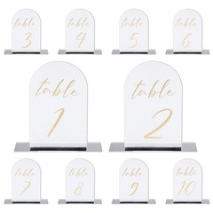 Arch Table Numbers 1-10 6″x4″ Acrylic Sign with Stand Single-Sided Mirror/Gold