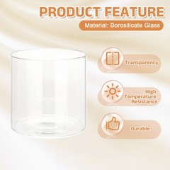 2Pcs Transparent Glass Candle Holder Tube Shade (H:3.9″ OD:4″)