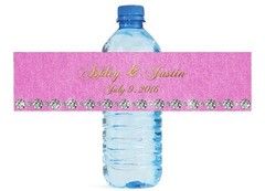 Pink Denim and Diamonds Themed Water Bottle Labels Weddings Birthday Engagement