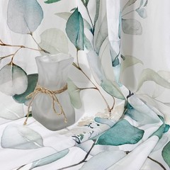 Green Eucalyptus Leaves Curtains for Living Room 84 inch Length 2 Panels Set …