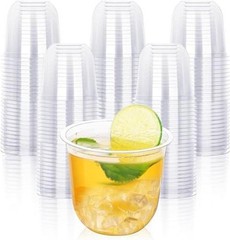 100 Pcs Disposable Stemless Glasses 12oz Crystal Plastic Clear-100pcs-12oz