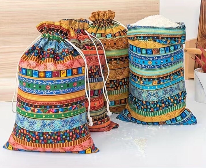 4 Egyptian Ethnic Style Jewelry Candy Pouch, Small Drawstring Gift Bag