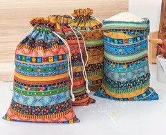 4 Egyptian Ethnic Style Jewelry Candy Pouch, Small Drawstring Gift Bag