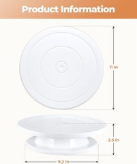 Cake Turntable 11 Inch Rotating Cake Stand for Decorating Display Baking White