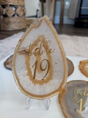 Agate Wedding Table Numbers Set Polished Finish Mixed Colors Centerpiece