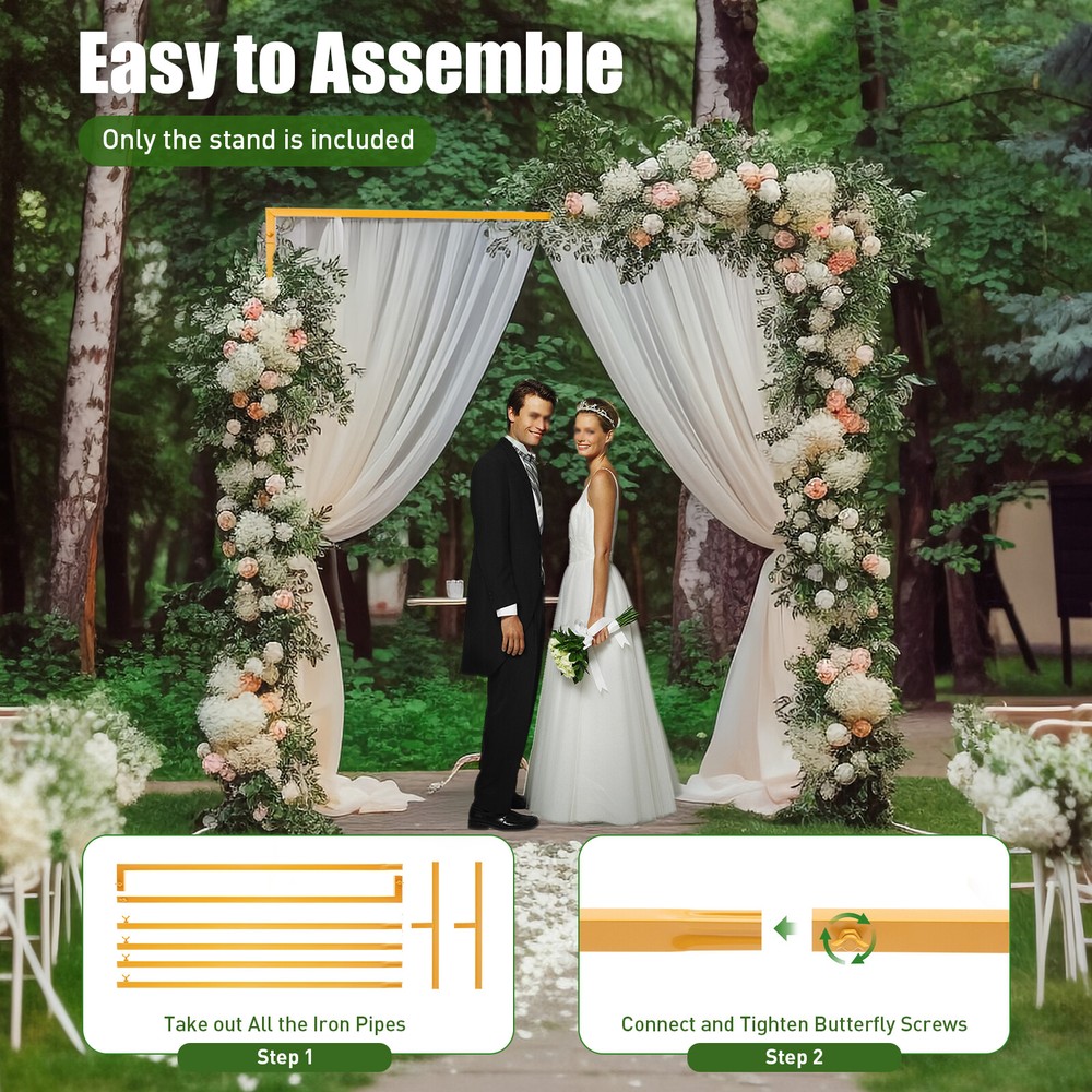 Gold Square Metal Wedding Arch Backdrop Frame for Wedding Ceremony W6.56xH6.56FT
