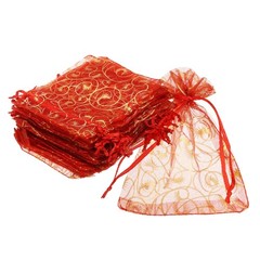 50Pcs Organza Bags 2.8×3.5 Inch Candy Bags Mesh Bag Jewelry Bag Red