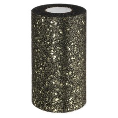 Tulle Fabric Rolls 6″ by 50 Yards Fabric Spool Tulle for DIY, Black-gold