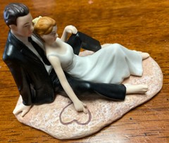 Wedding Cake Topper Romantic Couple Lounging on the Beach Weddingstar Porcelain