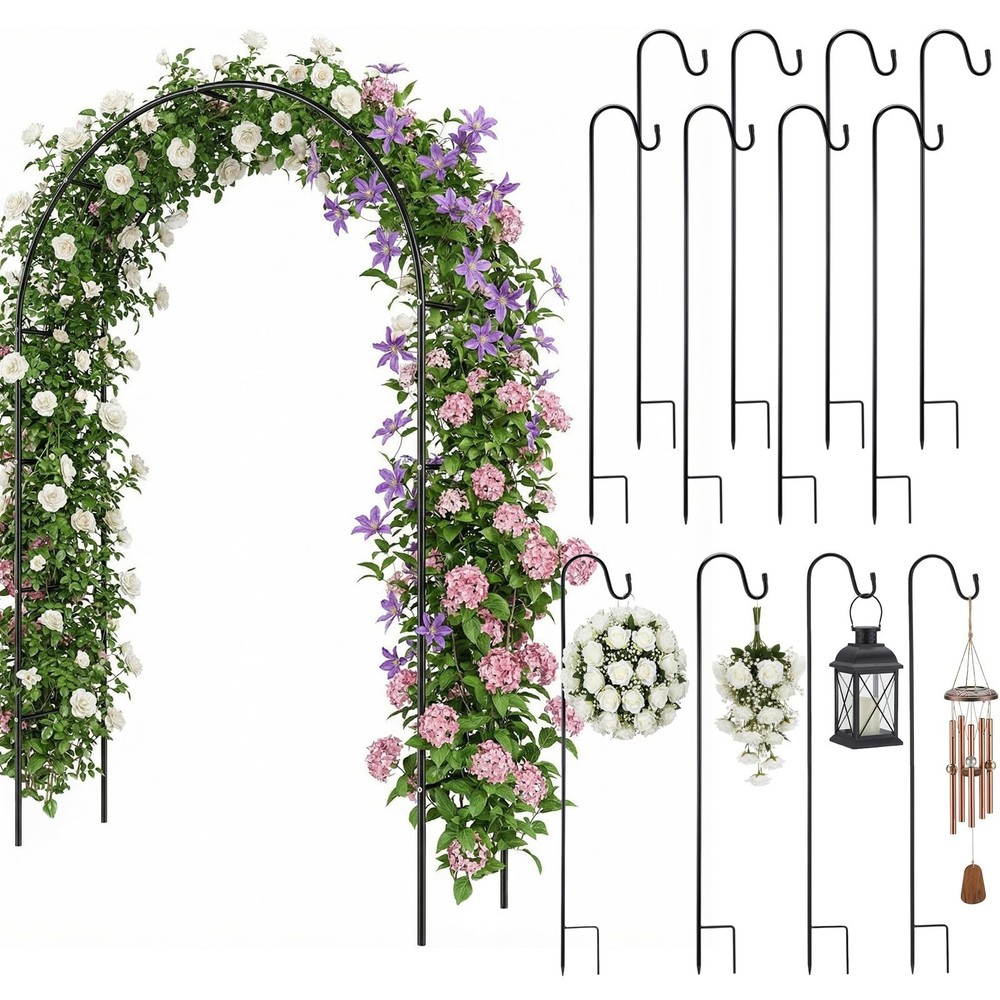 Lounsweer 7.8FT Metal Wedding Arch Trellis for Ceremony, Rustproof Garden Arb…