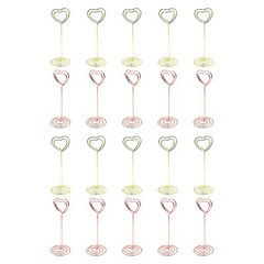 20Pcs Assorted Color Metal Table Number Holders with Heart Design for Memo Clips