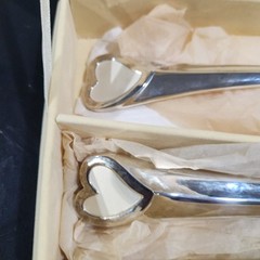 Cake Knife Server Set Lenox Wedding Promises 2-Piece Dessert Silverplated Heart