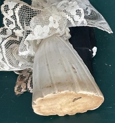 Vtg 1963 Wedding Cake Topper Bride Groom Ceramic Chalk Ware Lace MCM Chalkware