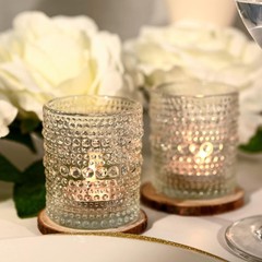 12-Pack Clear Glass Votive Candle Holders for Weddings & Parties