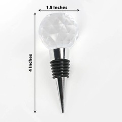SILVER CLEAR Crystal Glass Ball Metal Wine BOTTLE STOPPER Wedding Favor Party