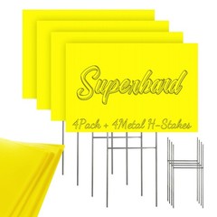 Blank Yard Signs with Stakes, Yellow 4 Pack12″x18″ Corrugated Plastic Sheet f…