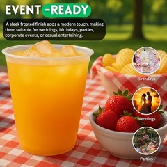 Concession Essentials – 12oz Frost Flex Plastic Cups – Shatterproof 12oz-50ct