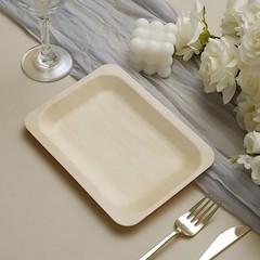 25 pcs Natural BIRCH WOODEN 8″ x 5″ Rectangle PLATES DISPOSABLE TABLEWARE SALE