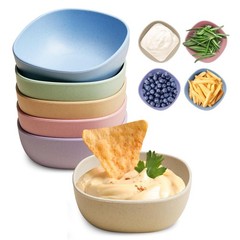 Mini Wheat Straw Dip Bowls 6 Pack 4.5 OZ Small Sauce Bowls Unbreakable Pinch Bow