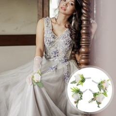 4Pcs Reusable Faux Flower Corsage Set for Wedding Assorted Color Fabric Pins
