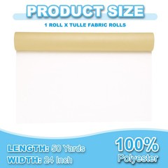 Tulle Fabric Rolls, 24 Inch by 50 Yards Fabric Spool Tulle, Beige
