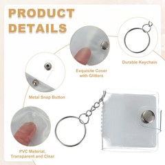 4Pcs Mini Photo Album Keychains 1.8 Inch PVC Picture Keychain Transparent