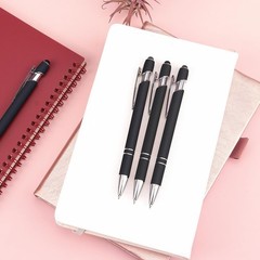 Bribobo 8 Pack Black Ballpoint Pen 2-in-1 Stylus – Retractable Metal Pen With…