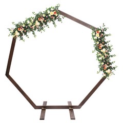 Wood Wedding Arch Polygonal Ceremony Arch Backdrop Flower Stand 7/7.2/7.6/8.2FT