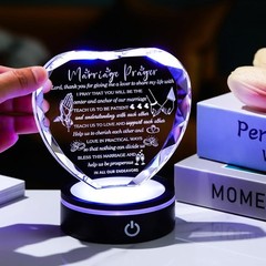 Crystal Heart Anniversary Gift with LED Base