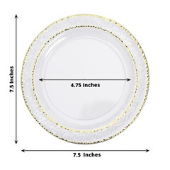 7.5″ Clear Round Plates Hammered Gold Trim Wedding Disposable Tableware