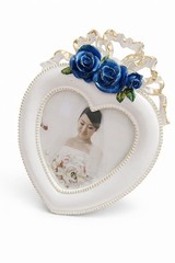 Wedding Photo Frame Set of 2 Heart Rhinestone Ivory Bride Groom Table Decor