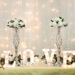 10 Silver Metal Flower Vases for Wedding Centerpieces & Event Decor