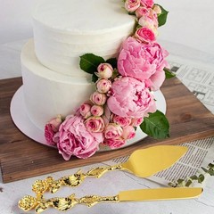 Personalized Gold Cake Knife Server Set Engraved Wedding Bridal Birthday Gift
