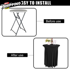 Fivenl 6 Pack Round Cocktail Tablecloth 32″x 32 inches by 43 inches, Black